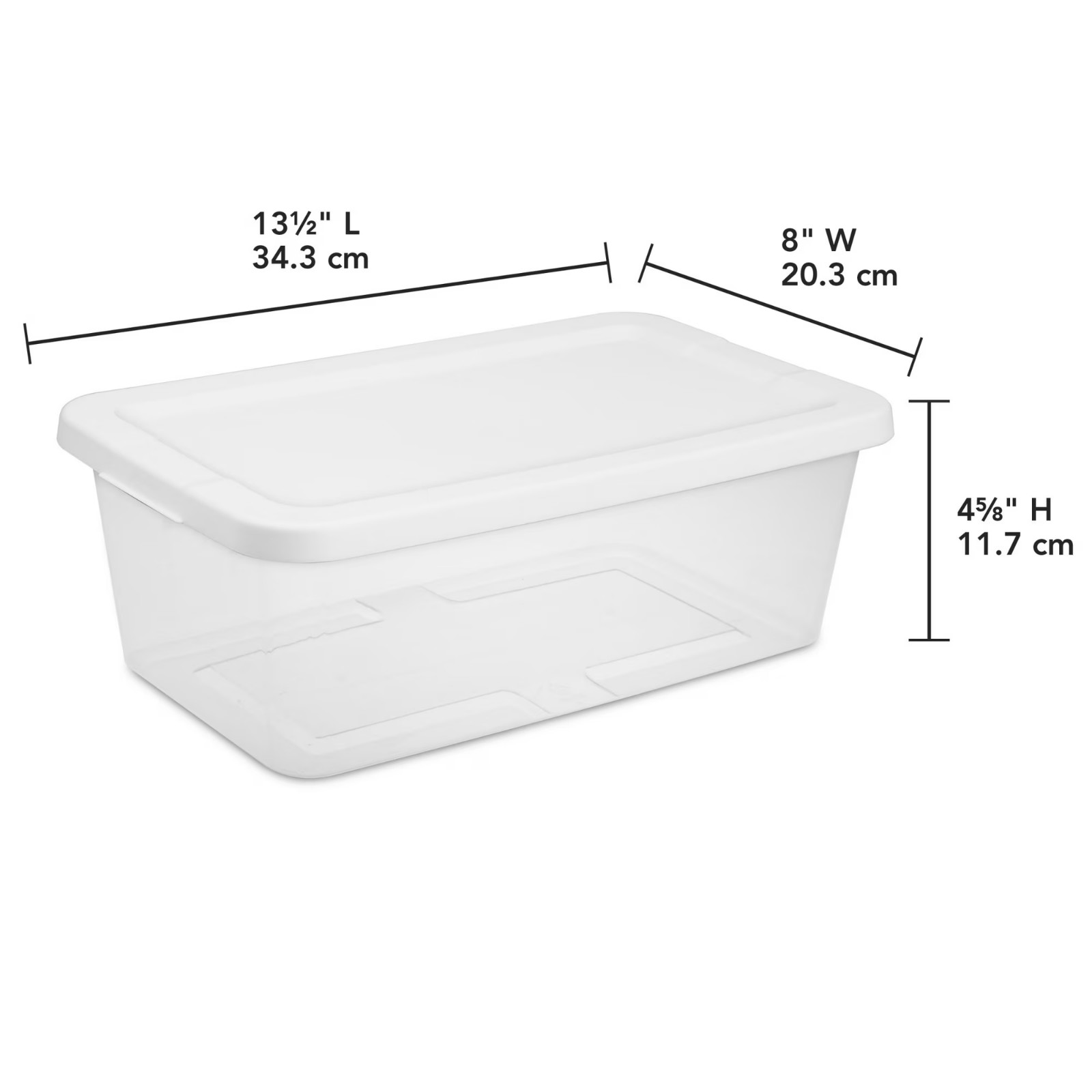 Sterilite 6 Qt Clear Storage Bin, Snap-on White Lid, 20-Pack, Stackable Plastic