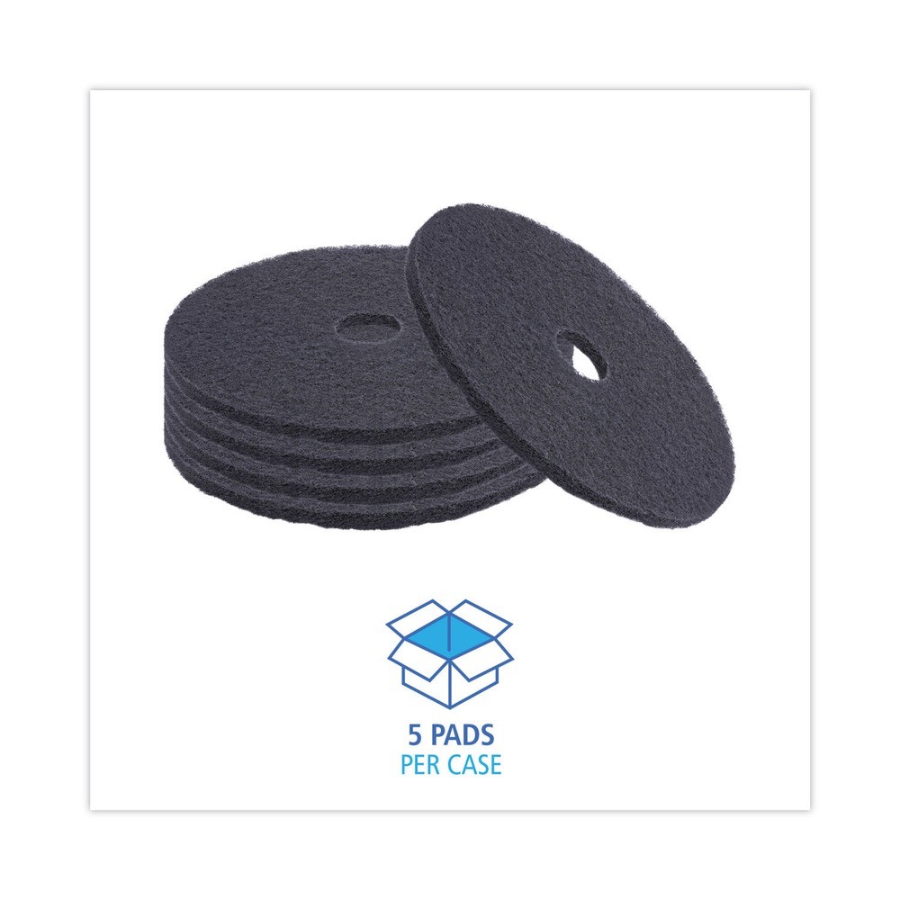 Boardwalk 4020BLA 20 in. Diameter Stripping Floor Pads – Black (5/Carton) New