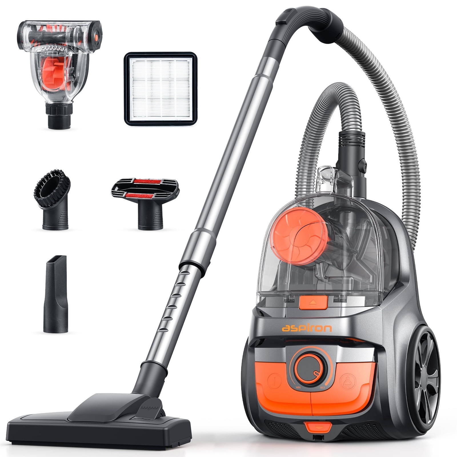 TaoTronics Canister Vacuum Cleaner, 1200W Powerful Suction, 3.7QT Bagless Dust