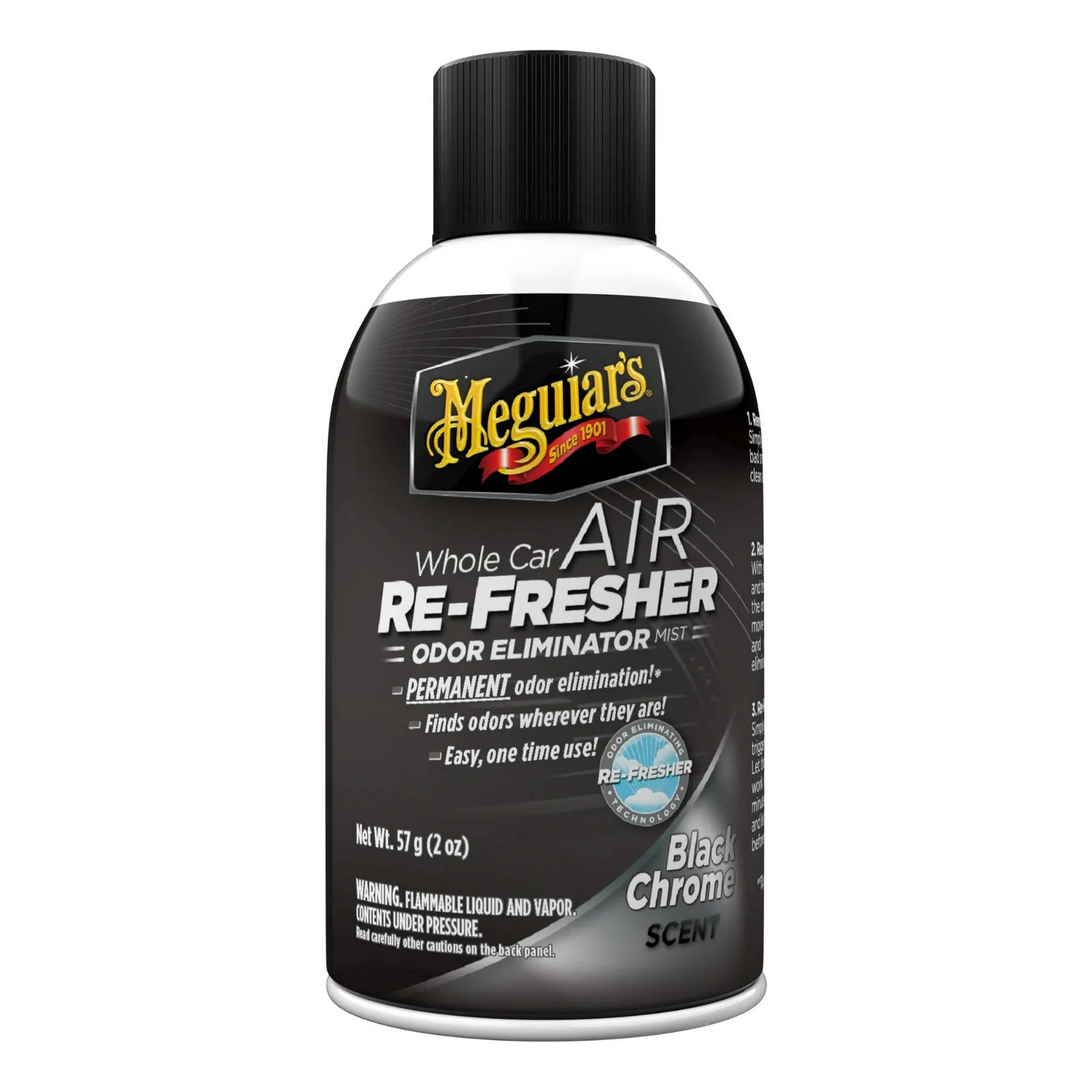Meguiar’s G181302 Whole Car Air Re-fresher Odor Eliminator Mist, Black