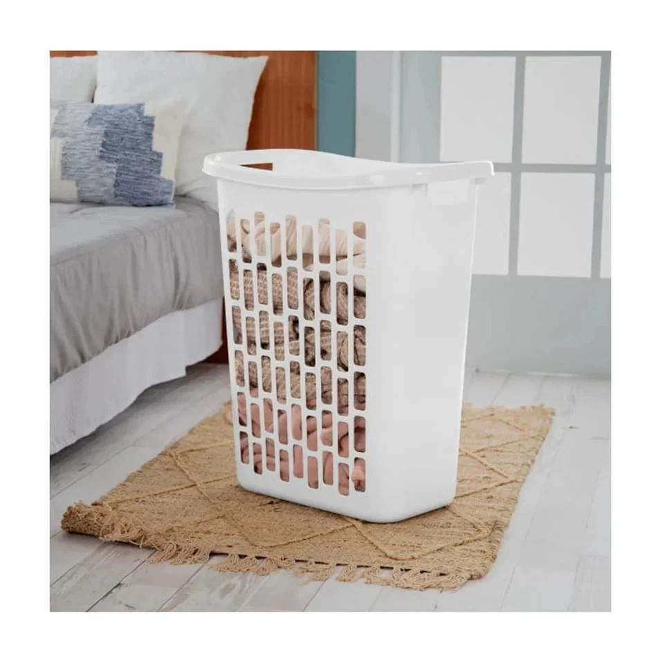 Mainstays Rectangular Open Laundry Hamper, Plastic White FAST SHIPPING USA..