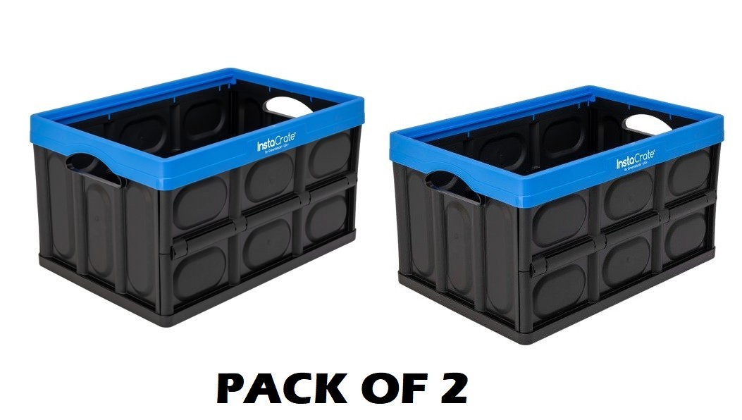 2PAC Greenmade Instacrate 12Gallon Collapsible Plastic Storage Bin with Handles