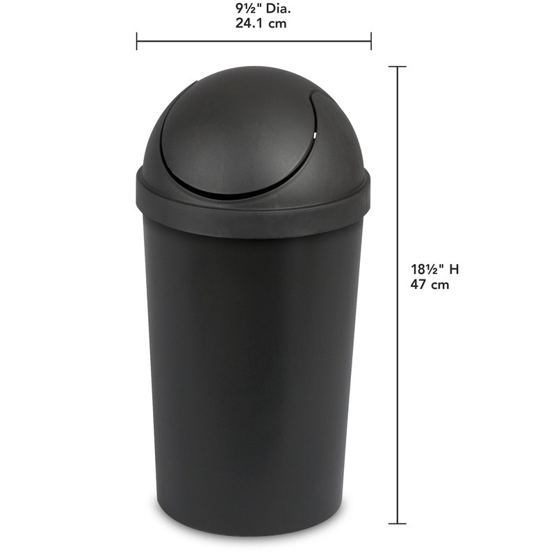 Round Plastic Swing Top Trash Can Wastebasket Bathroom Kitchen Office Indoor Use