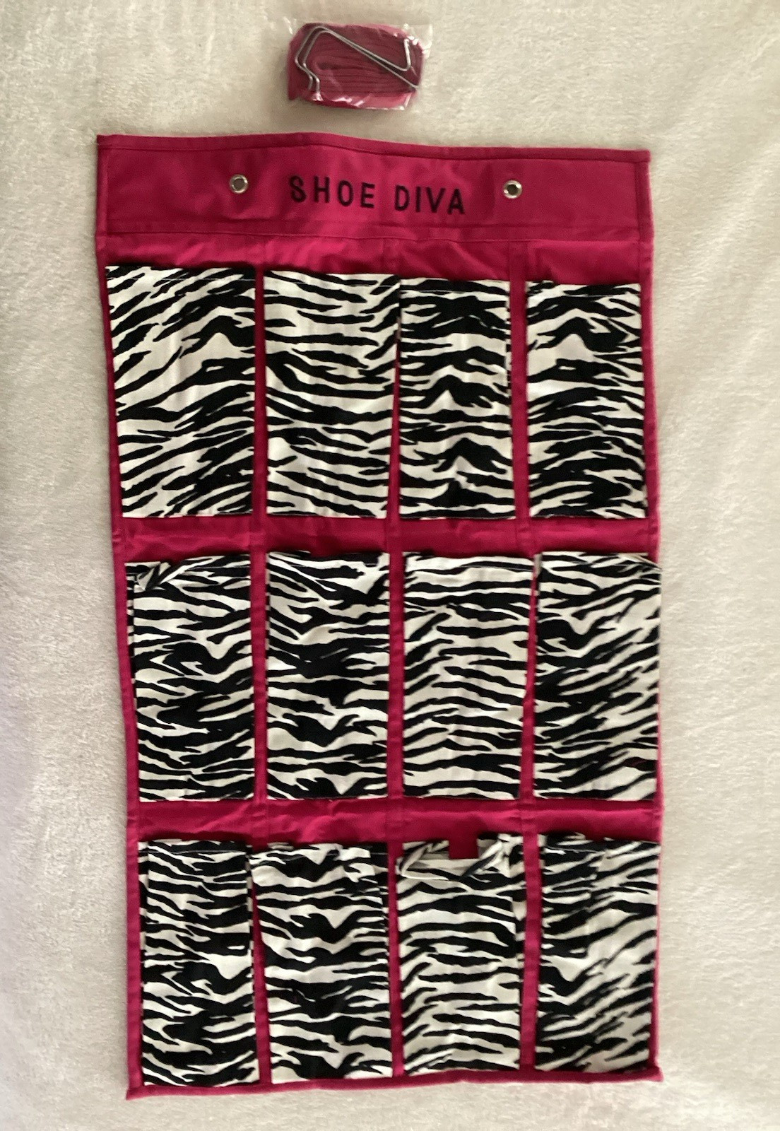 Over The Door Shoe Storage CANVAS ALL COTTON Organizer 12-Pocket SHOE DIVA- NEW