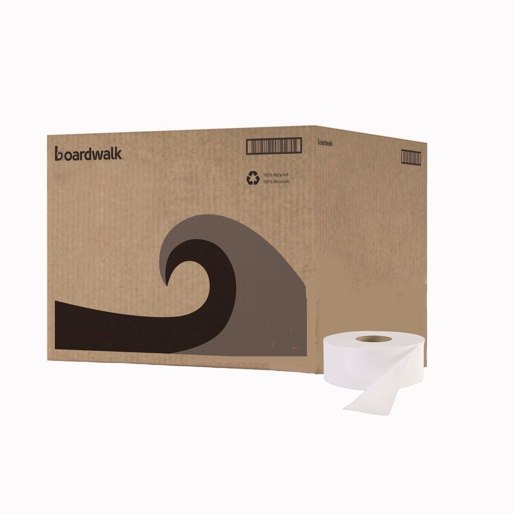 Boardwalk 6101 3-1/2″ x 2000′ JRT Jr. 1-Ply Bath Tissue – JBO, WT (12/CT) New