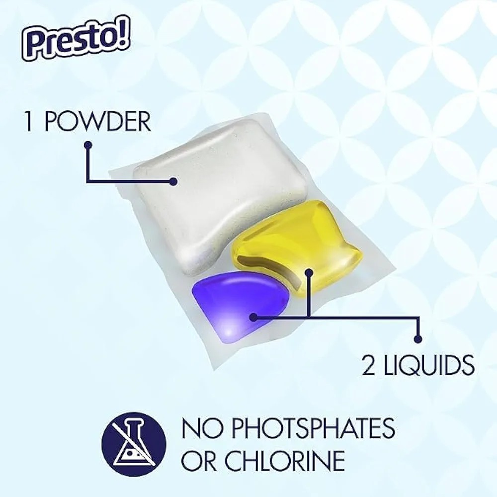 140 Presto! Triple Action Dishwasher Pacs, Fresh Scent, Amazon Brand 2x 70 Count