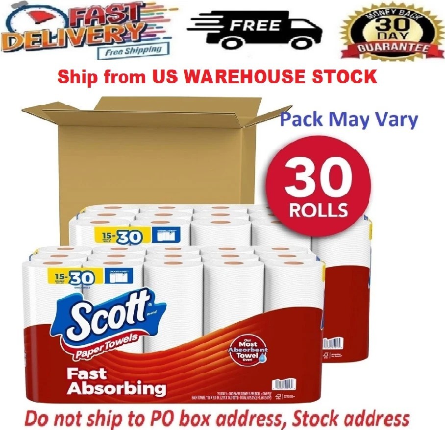 NEW Scott Paper Towels Bulk 60 Regular Rolls 30 Double Rolls 2-3 Packs of White
