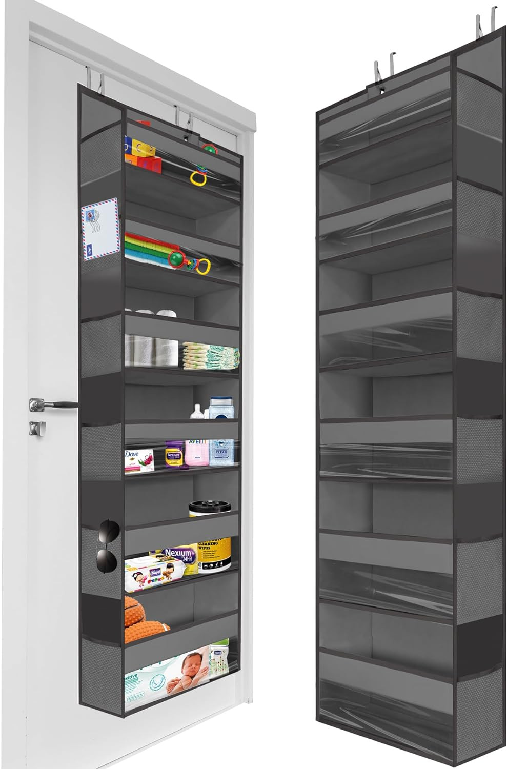 1PC Heavy Duty over the Door Organizer 55X14X6.7, 6 Large Front & 12 Side Pocket