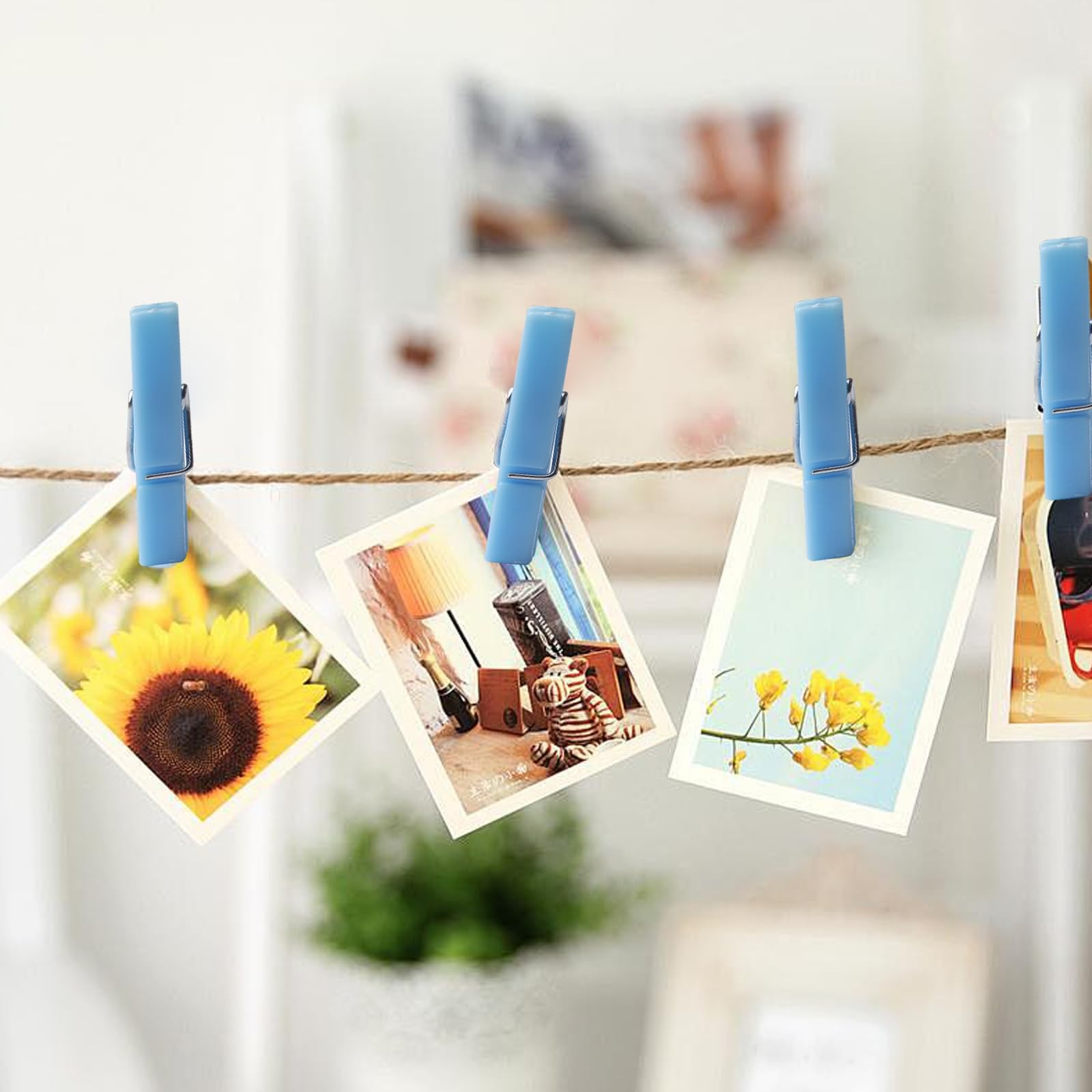 100 PCS Blue Mini Clothespins 1.35in Clips for Baby Shower Photos
