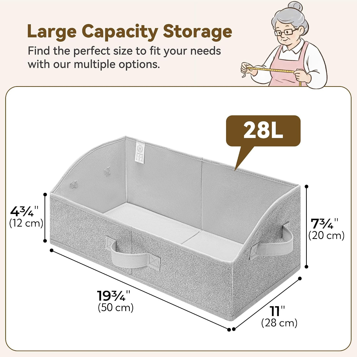 Purse Organizer for Closet, Large, Gray, 3-Pack | Trapezoid Storage Bins, Closet