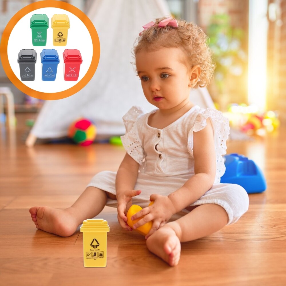 5 Pcs Tiny Trash Can Miniature Trash Can Sorting Garbage Can Small Trash Can