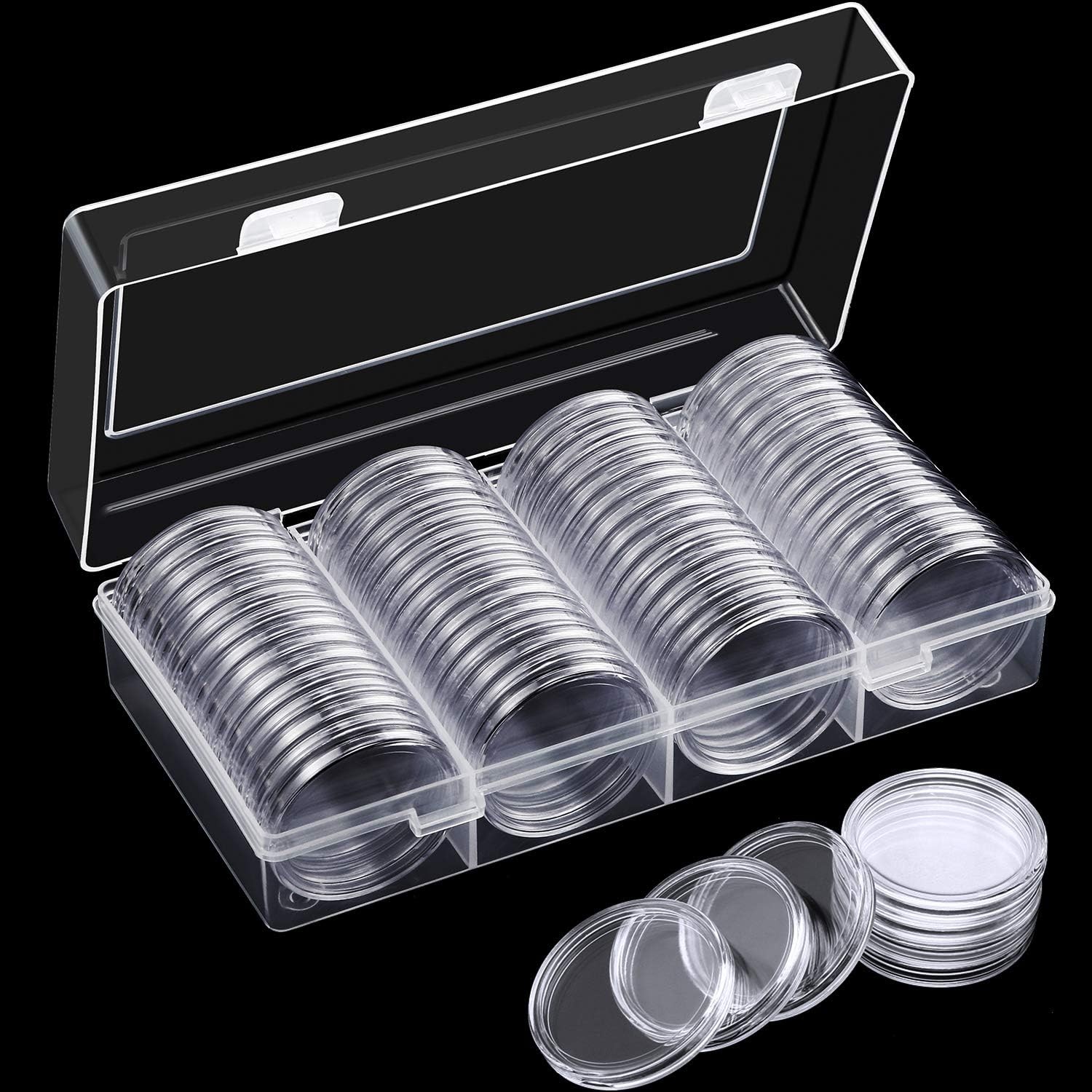 100Pcs 19mm 0.75inch Coin Holder Capsule Clear Round Storage for US Penny 1 cent