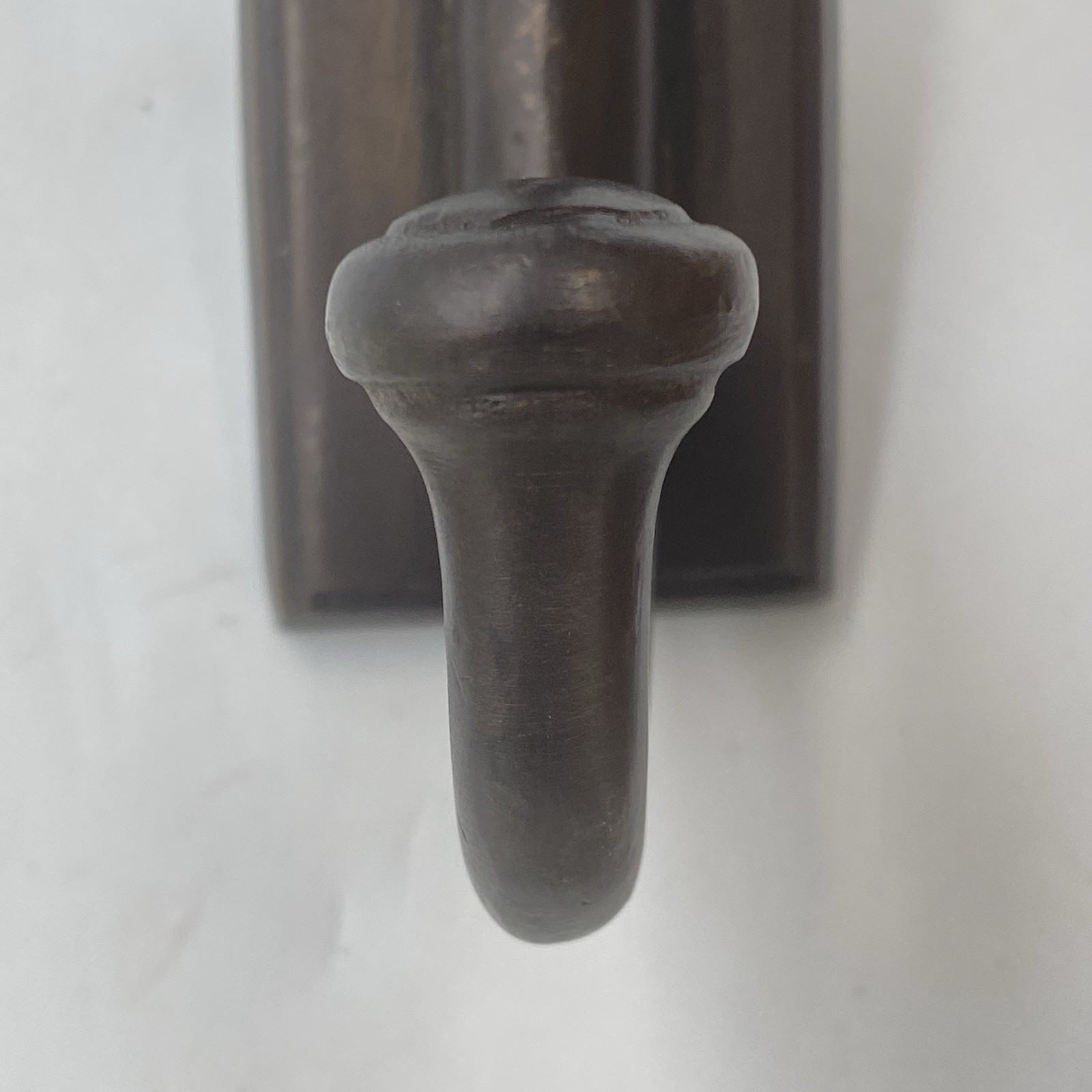 NEW Pottery Barn PITTED BRONZE METAL WALL HOOK 8” Oversized Dual Coat Robe NOS