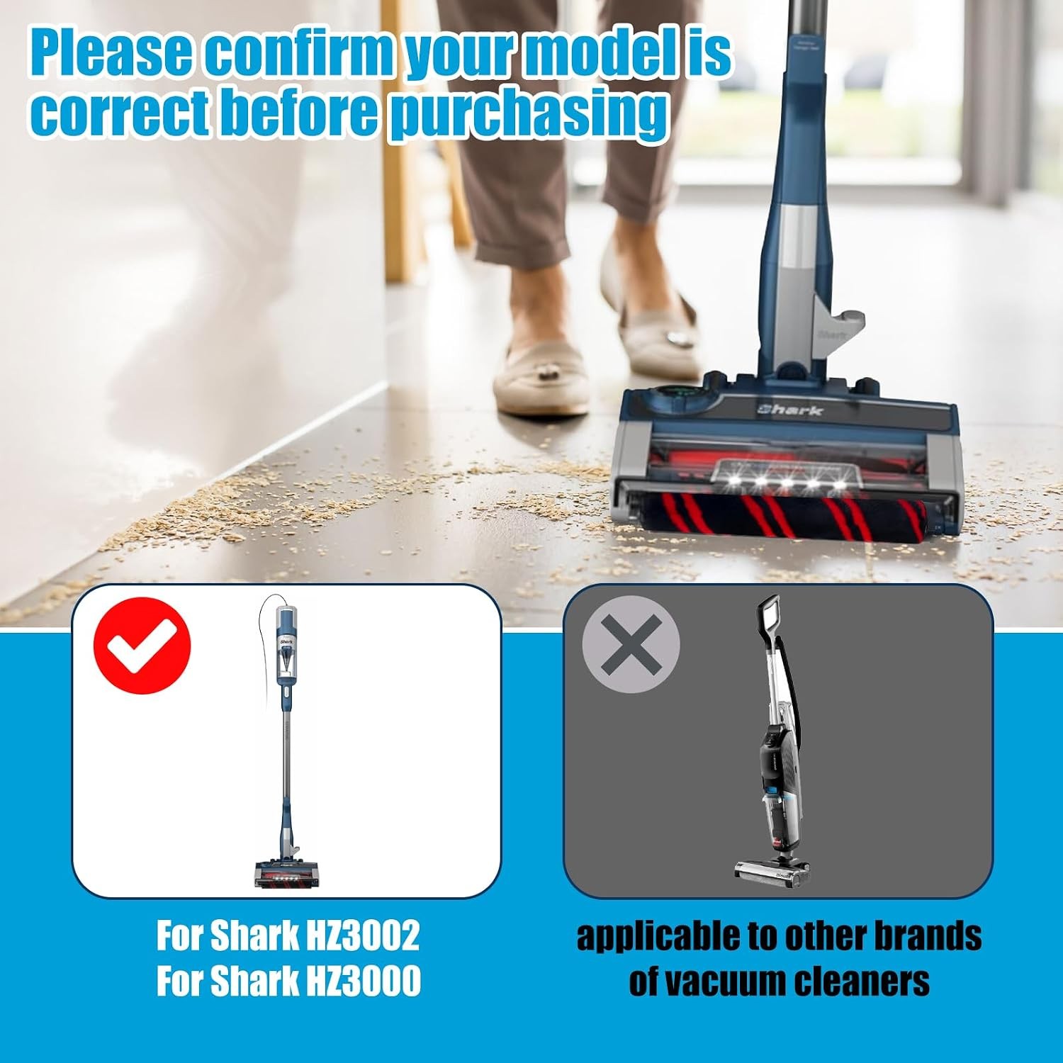 HZ3002 Brush Roller and Filter Replacement Compatible with Shark HZ3002 HZ3000