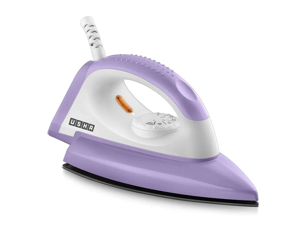 USHA Armor 1100 watts Dry Iron with Shock Proof Plastic Body Purple & White 220V