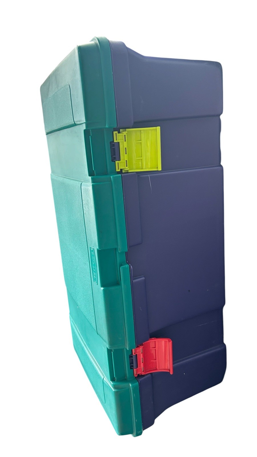 Vintage 1991 Rubbermaid Keepers Totelocker – Aqua Colorblock Storage Tote 2156 *