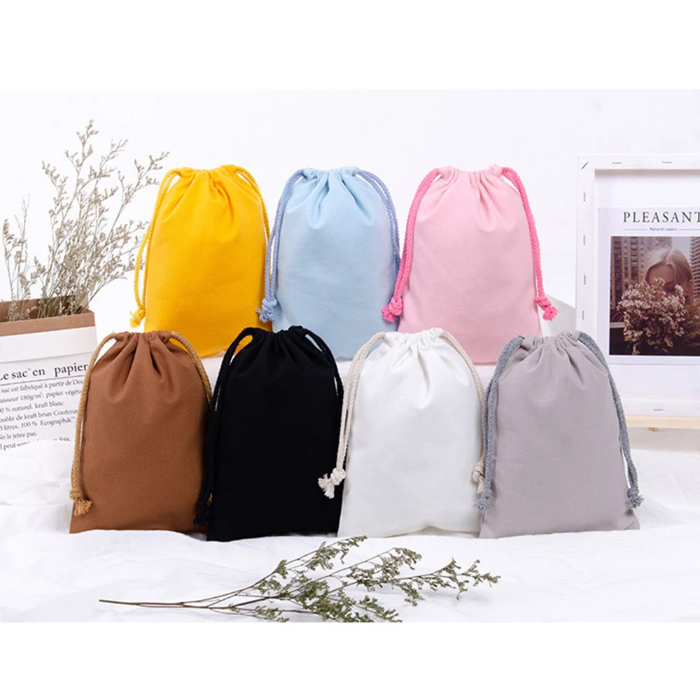 Drawstring Bag Cotton Storage Organizer Tote Portable Handbags Grocery Shopping