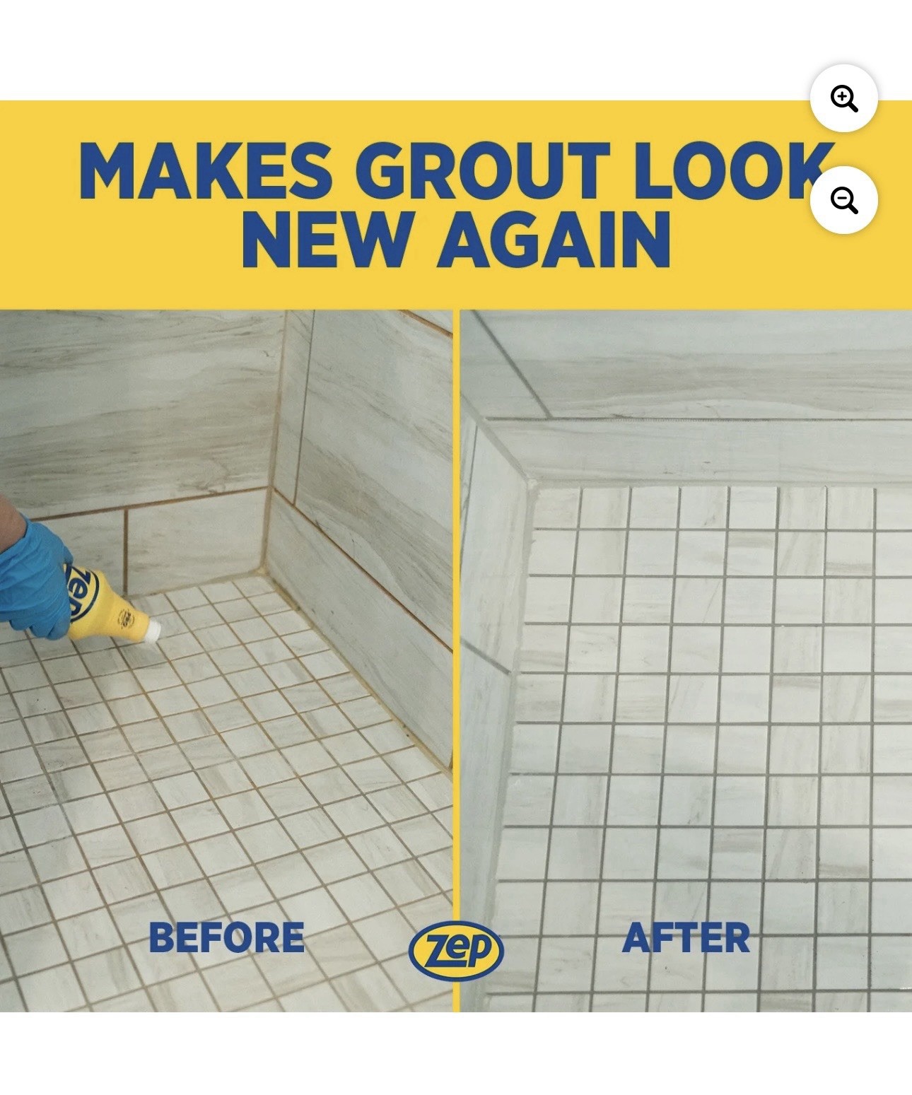 Zep Grout Cleaner and Brightener and Easy to Use Handheld Brush Case Of 2 32 oz