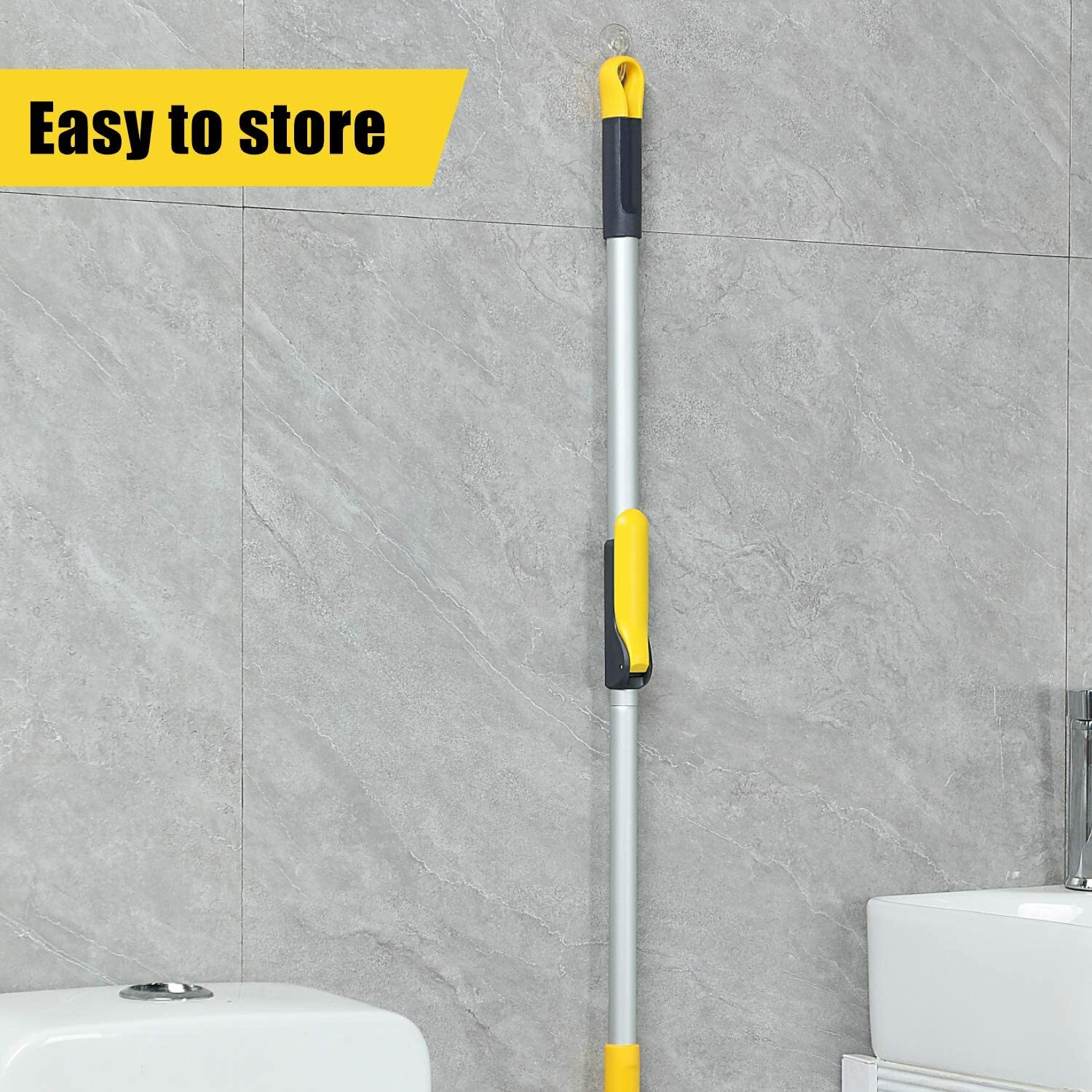 Floor Scrub Brush 2 in 1 Scrape&brush Push Broom Stiff Bristle 37″-51″ Handle