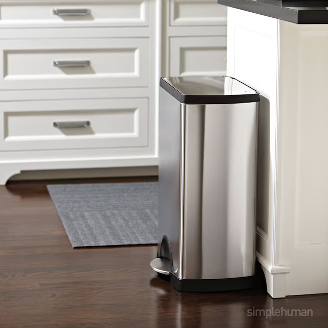 simplehuman 50L 13 Gal Rectangular Step Trash Can Soft Close Brushed Steel