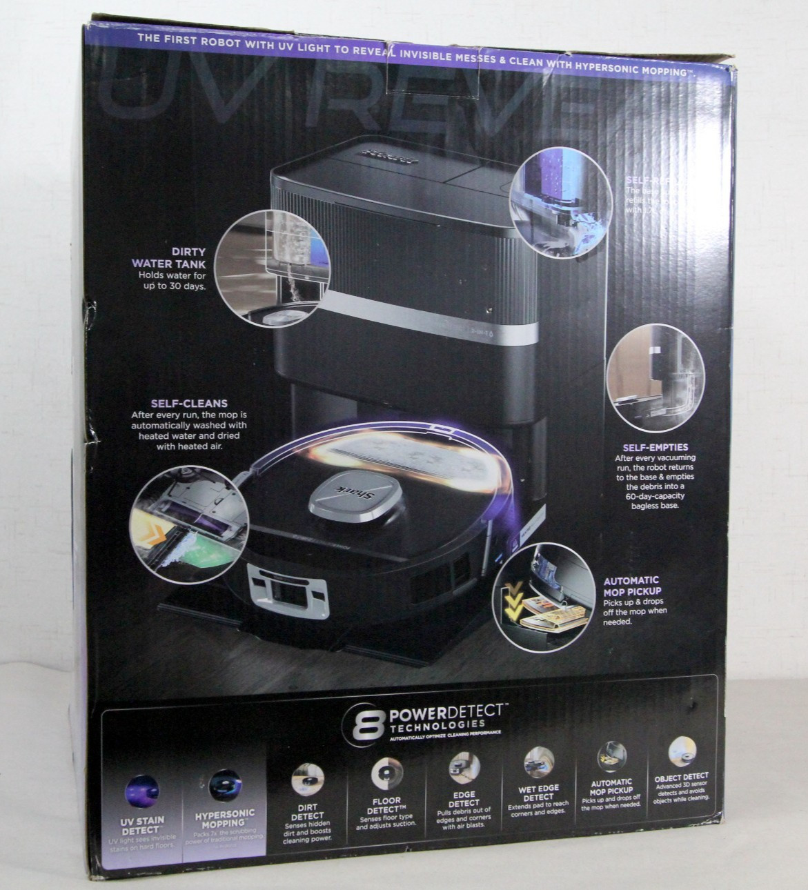 Shark – PowerDetect UV Reveal 2-In-1 Vacuum & Heated Mop – Black RV3010XE *NEW*