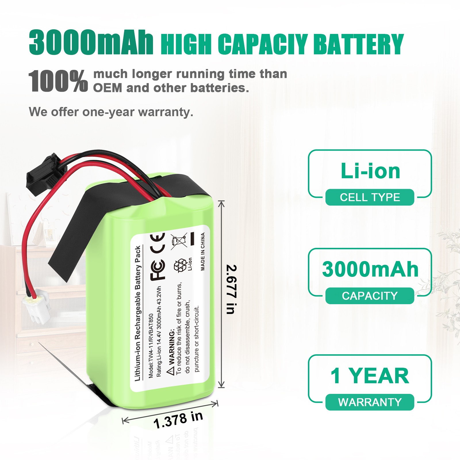 14.4V For Eufy RoboVac TW4-11RVBAT850 Universal Battery 11/11S Max 12 15C 15T