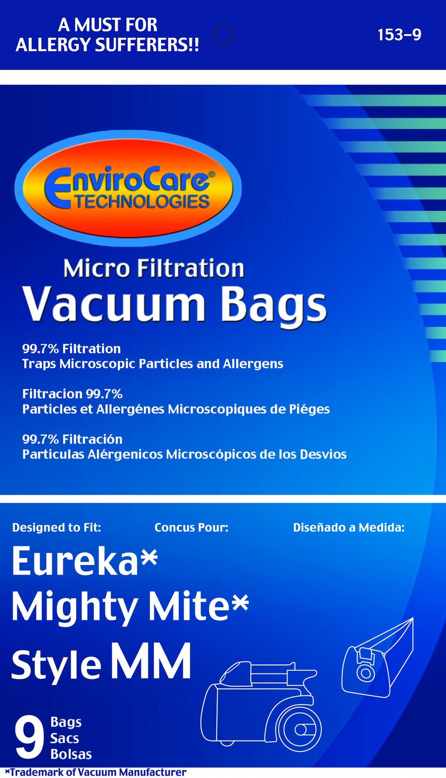 Eureka Part #60295C – Style MM Bag by EnviroCare Part#153-9 – 9/Package