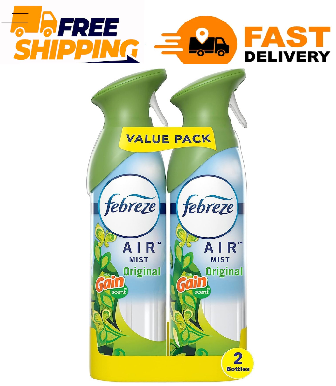 Febreze Air Freshener Spray,Odor-Fighting Room Spray,Gain Original, 8.8oz,2Count