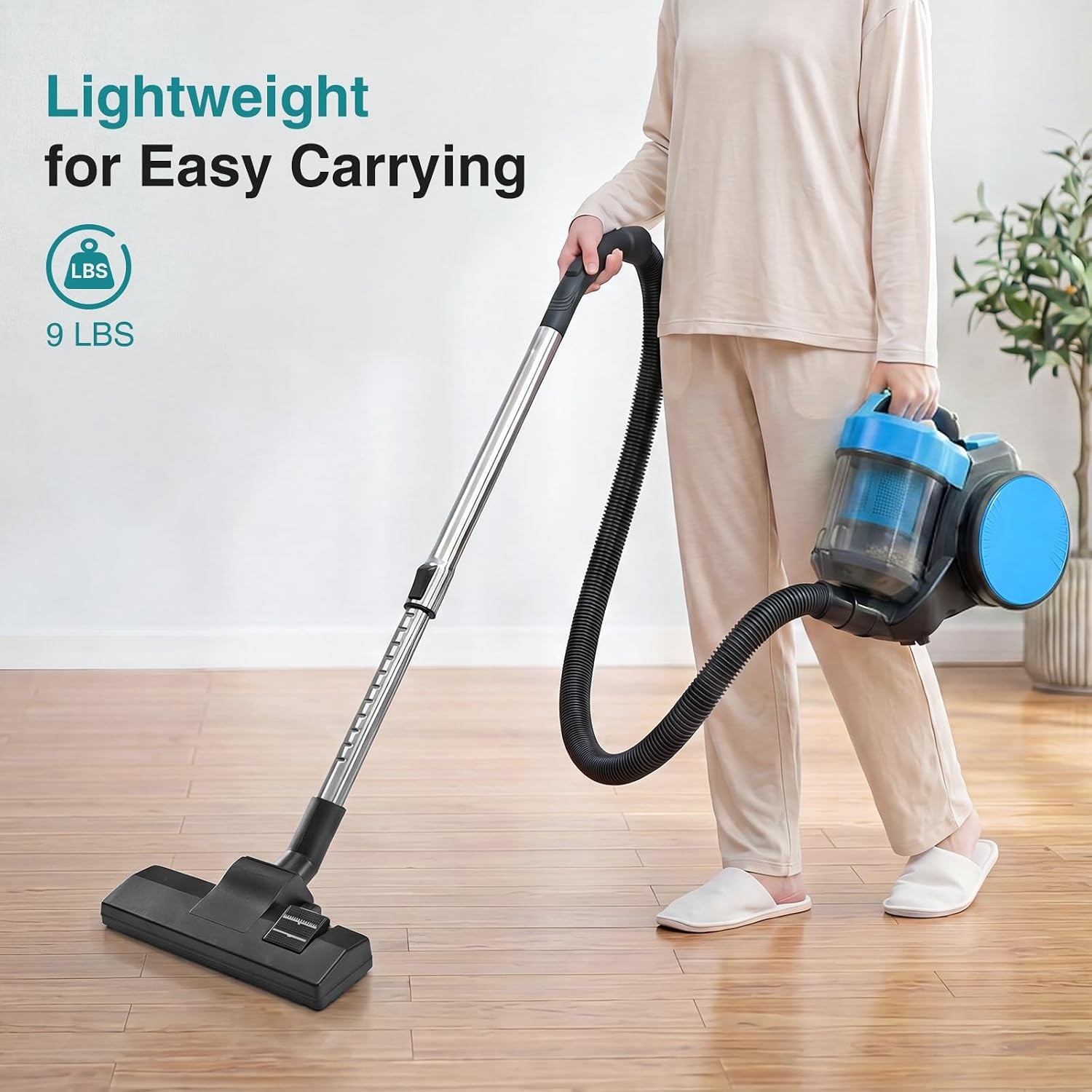 OLIXIS Canister Vacuum Cleaner Home,Lightweight Vacuum Cleaner w/Washable Filter