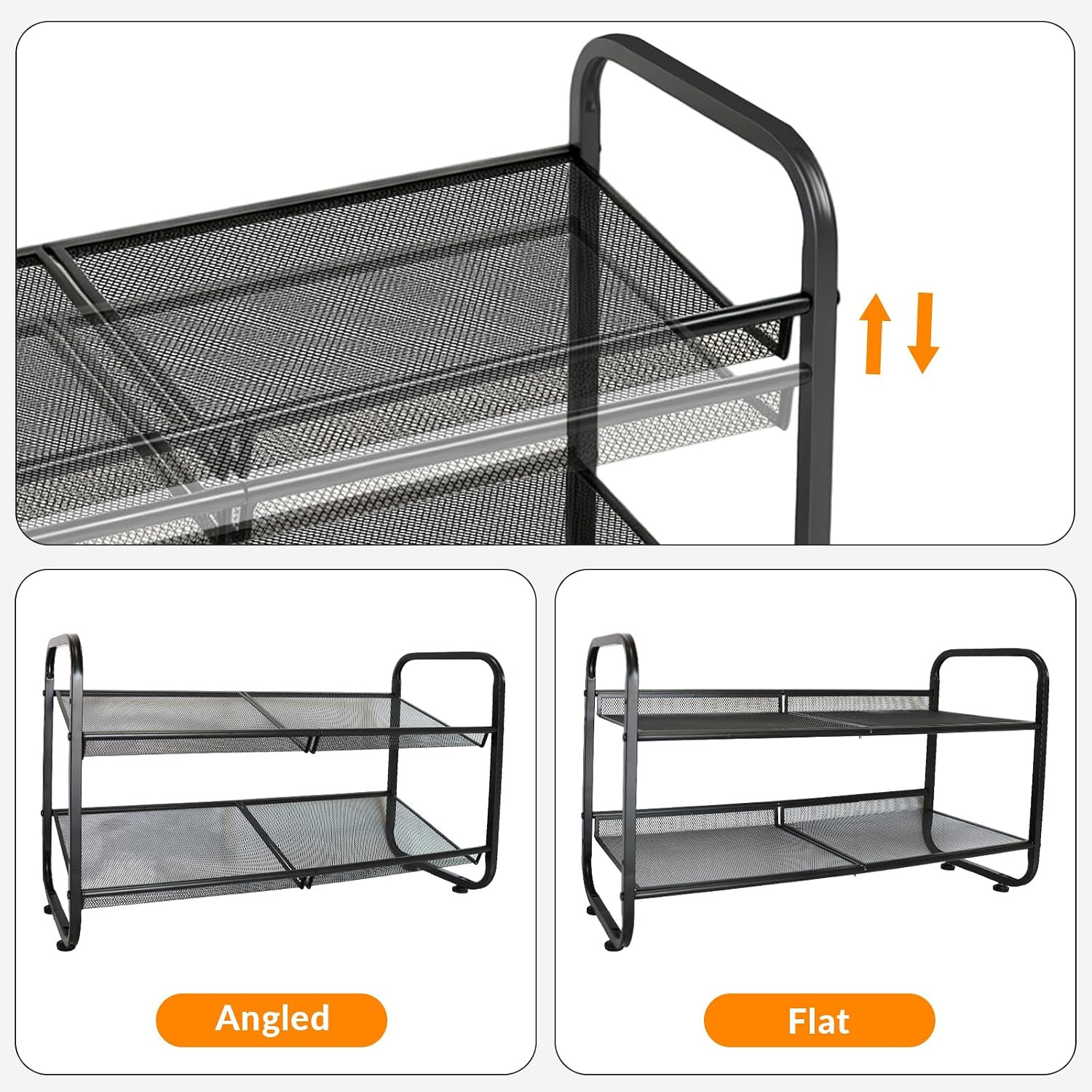 2 Tiers Metal Shoe Rack for Entryway Closet Hallway Bedroom Garage | Shoe Storag