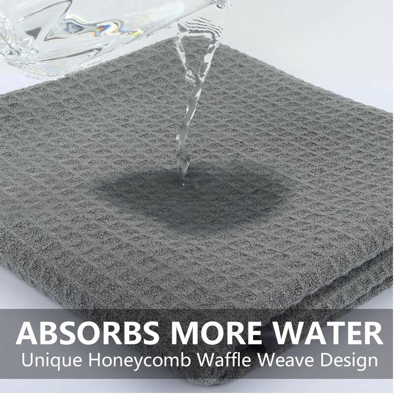 3 Pcs Large Waffle Weave Grey Thirsty Microfiber Drying Towel 16″ x 24″