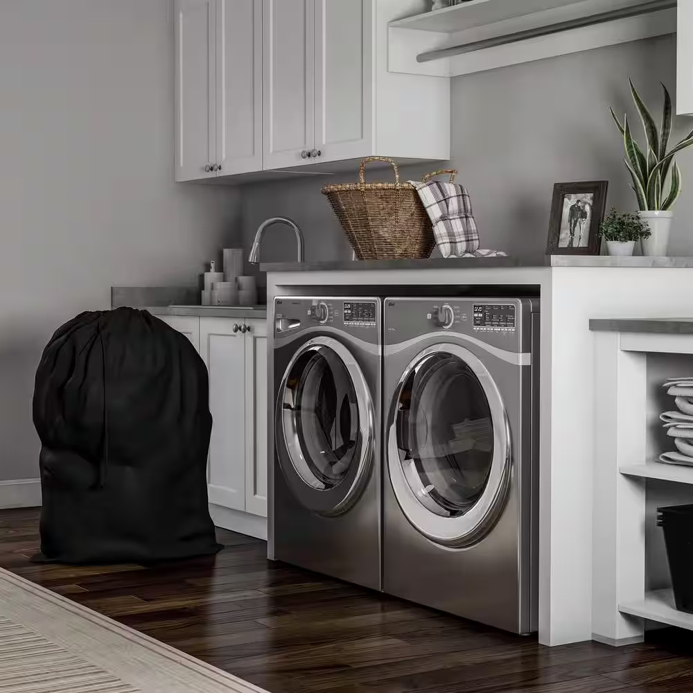 Jumbo Laundry Bag Nylon Heavy Duty Washable Drawstring Black Travel Hamper