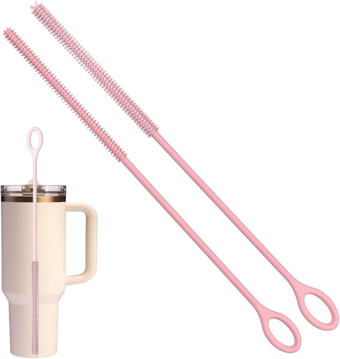 2Pcs Silicone Straw Cleaner Brush, 9.84In Reusable Straw Cleaner with Bendable S