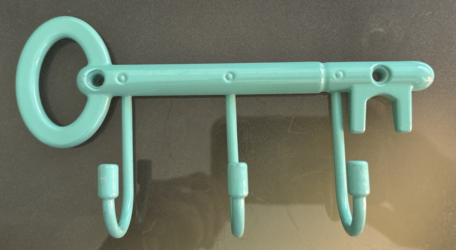Liberty Vintage Metal 3 Hook Key Rail Turquoise Color 8″ Long, No Hardware