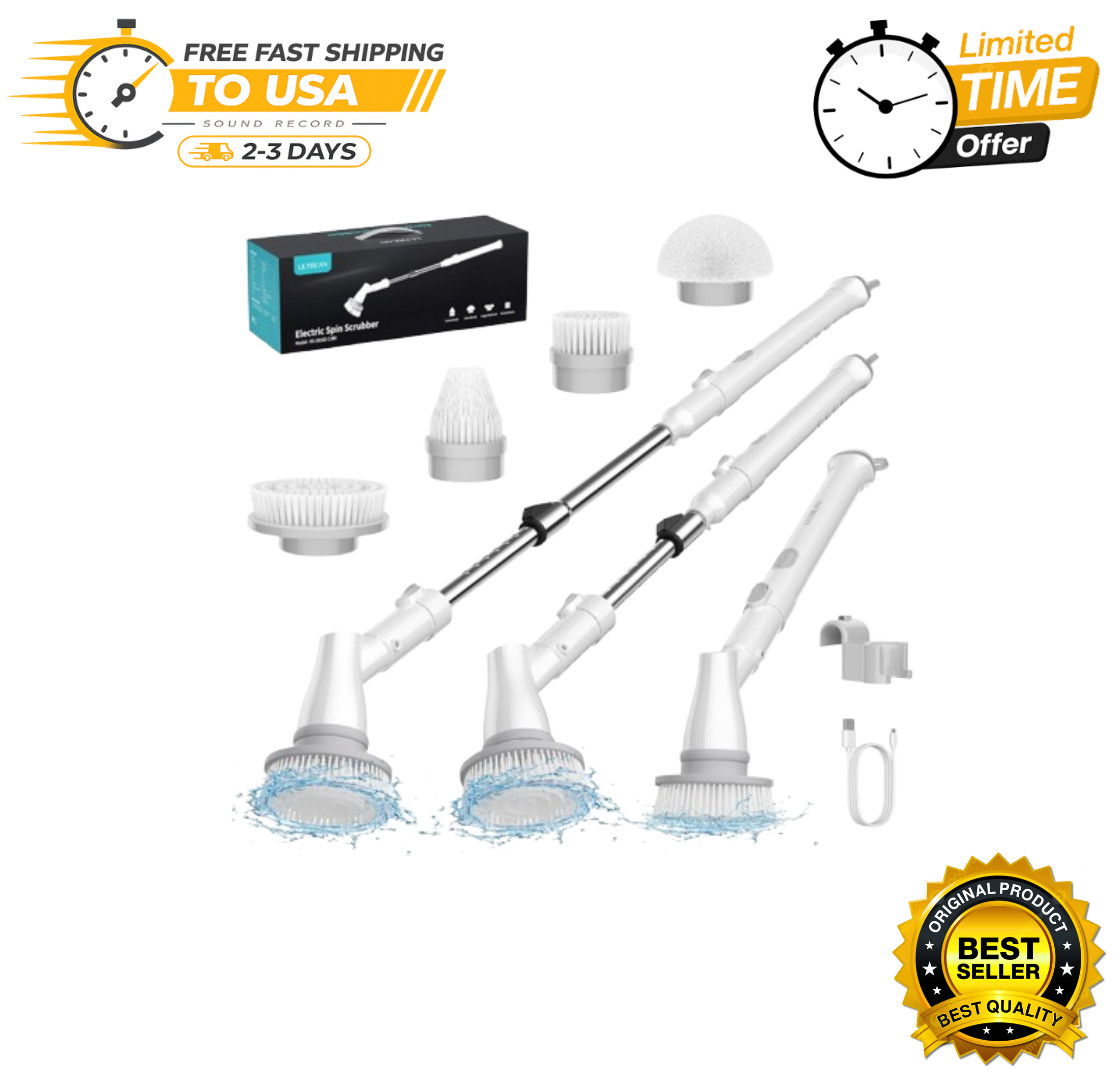 Ultrean Electric Spin Scrubber Cordless Power Brush Shower Bathroom Tile Cleaner