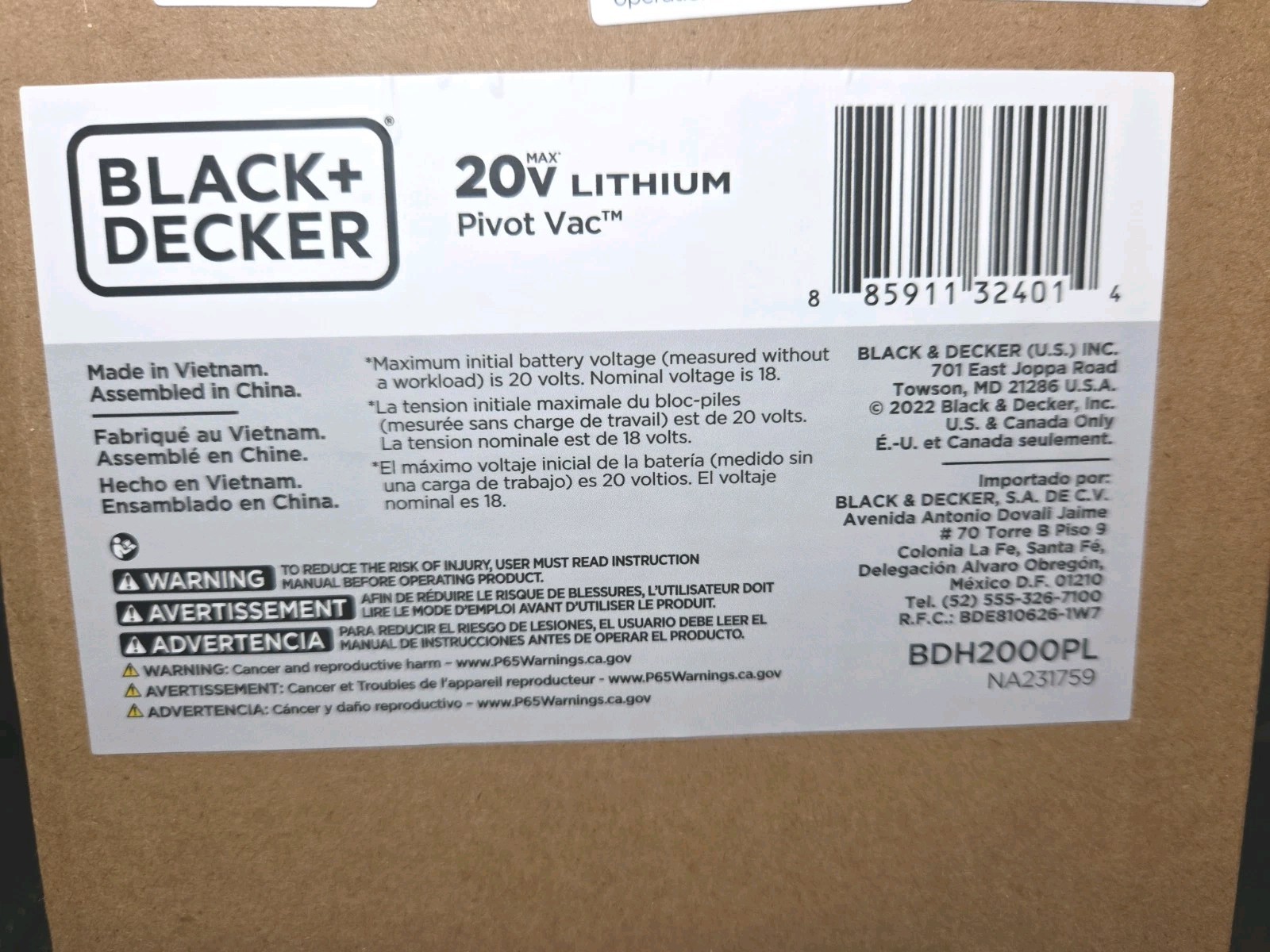 BLACK+DECKER 20V MAX PIVOT VAC Cordless Handheld Vacuum BDH2000PL New Sealed Box