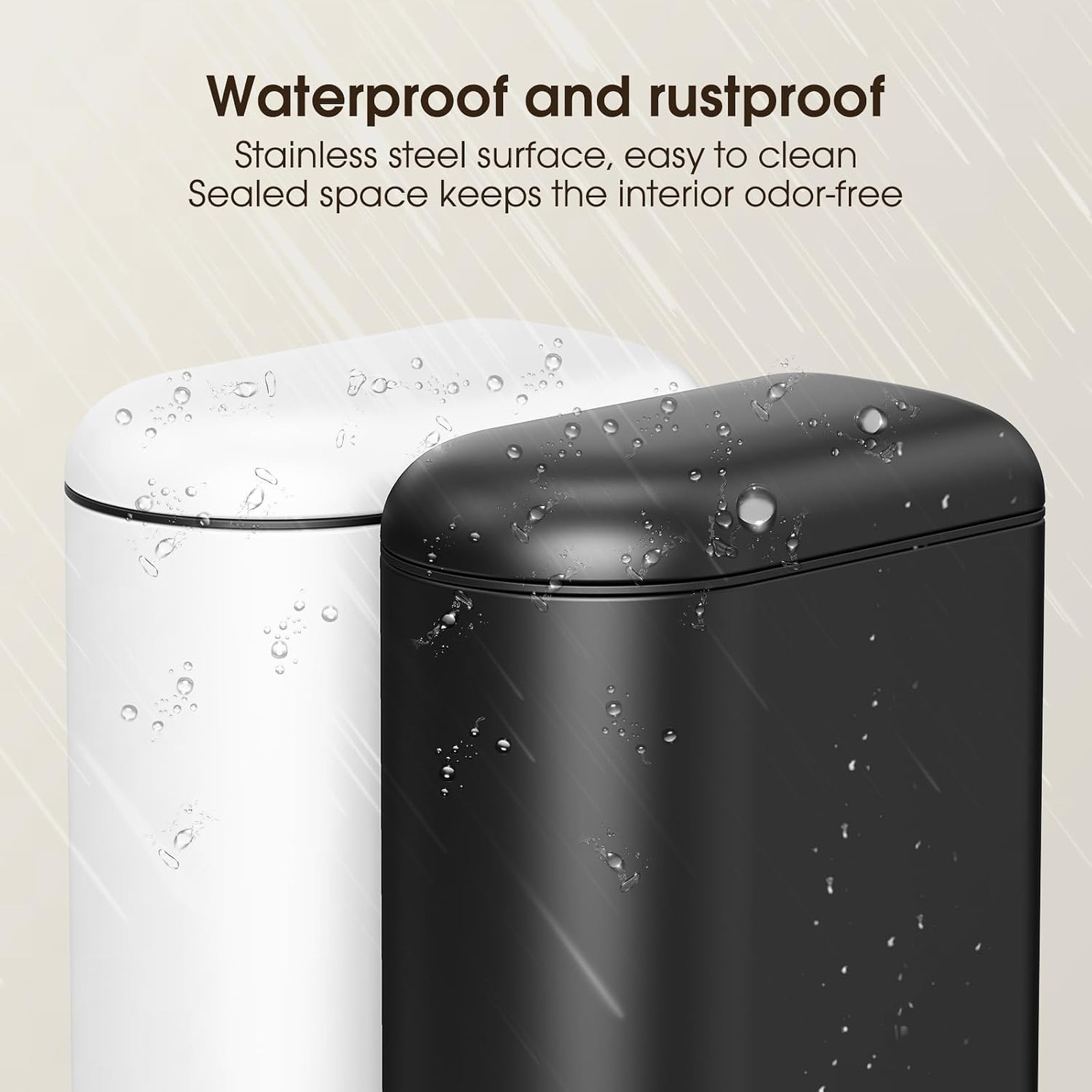 Small Bathroom Trash Can with Lid Soft Close, 5L/1.3 Gallon Stainless Steel Slim