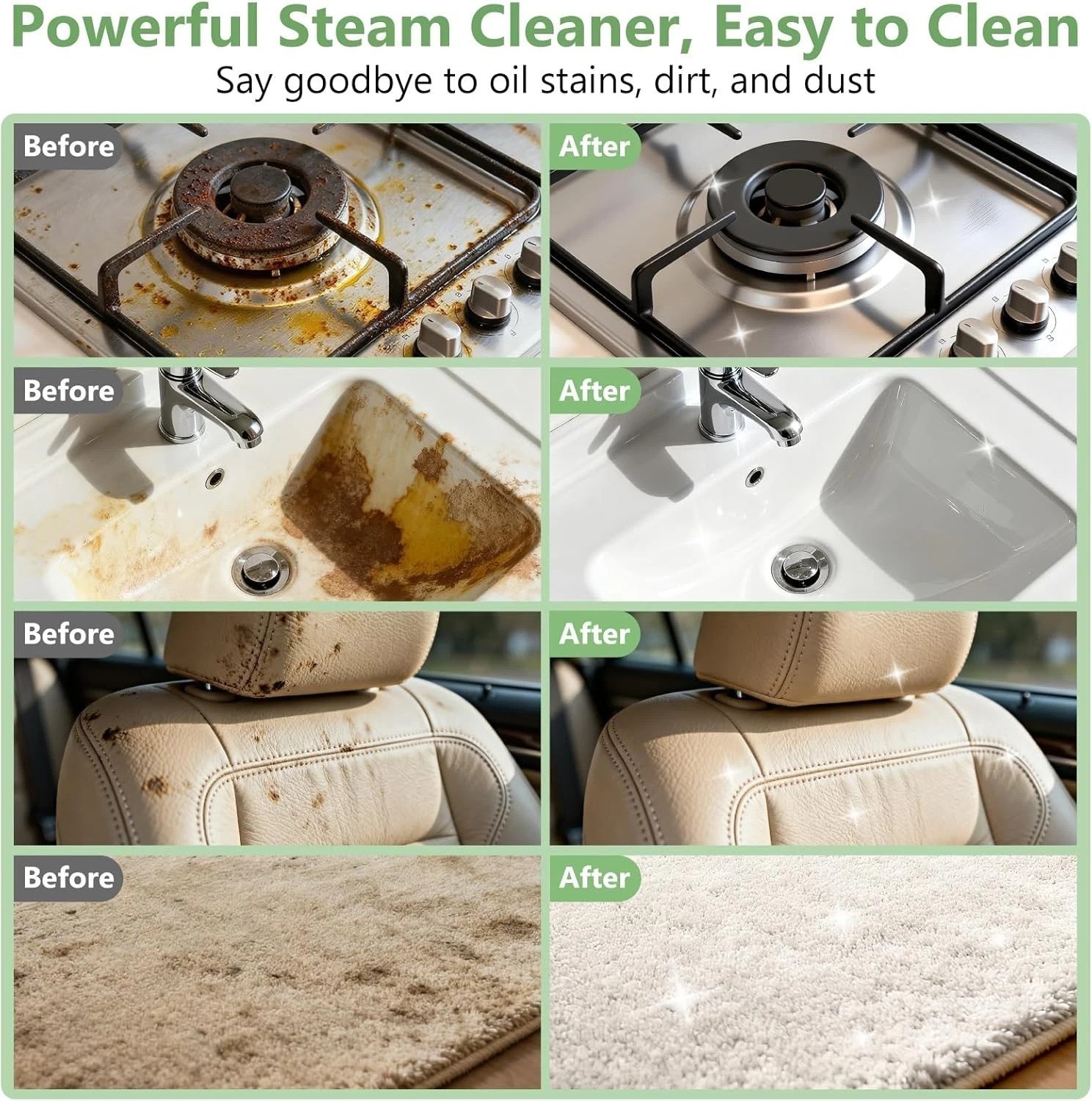Versatile 1500W Portable Steam Cleaner for Home & Car Detailing – Eco-Friendly