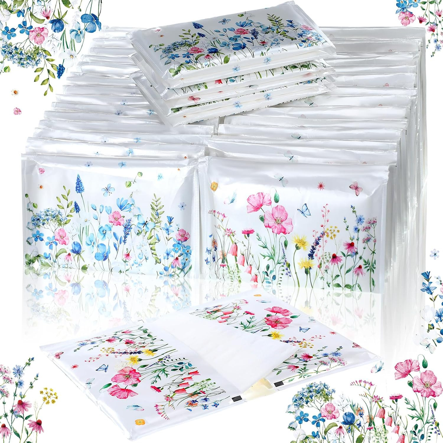 50 Pack Spring Floral Pocket Tissues Individual Packs Wildflower Wallet Facial T