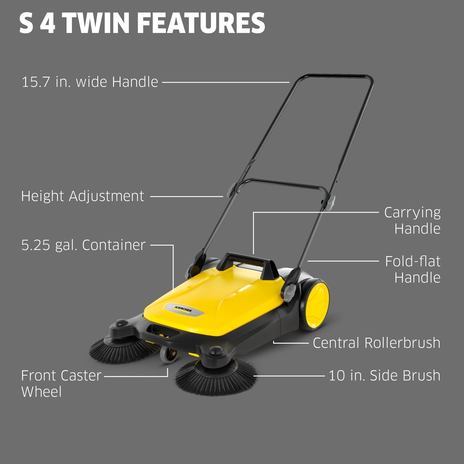 Kärcher Walk Behind Outdoor Push Sweeper S 4 Twin for Workshops, Warehouses o…