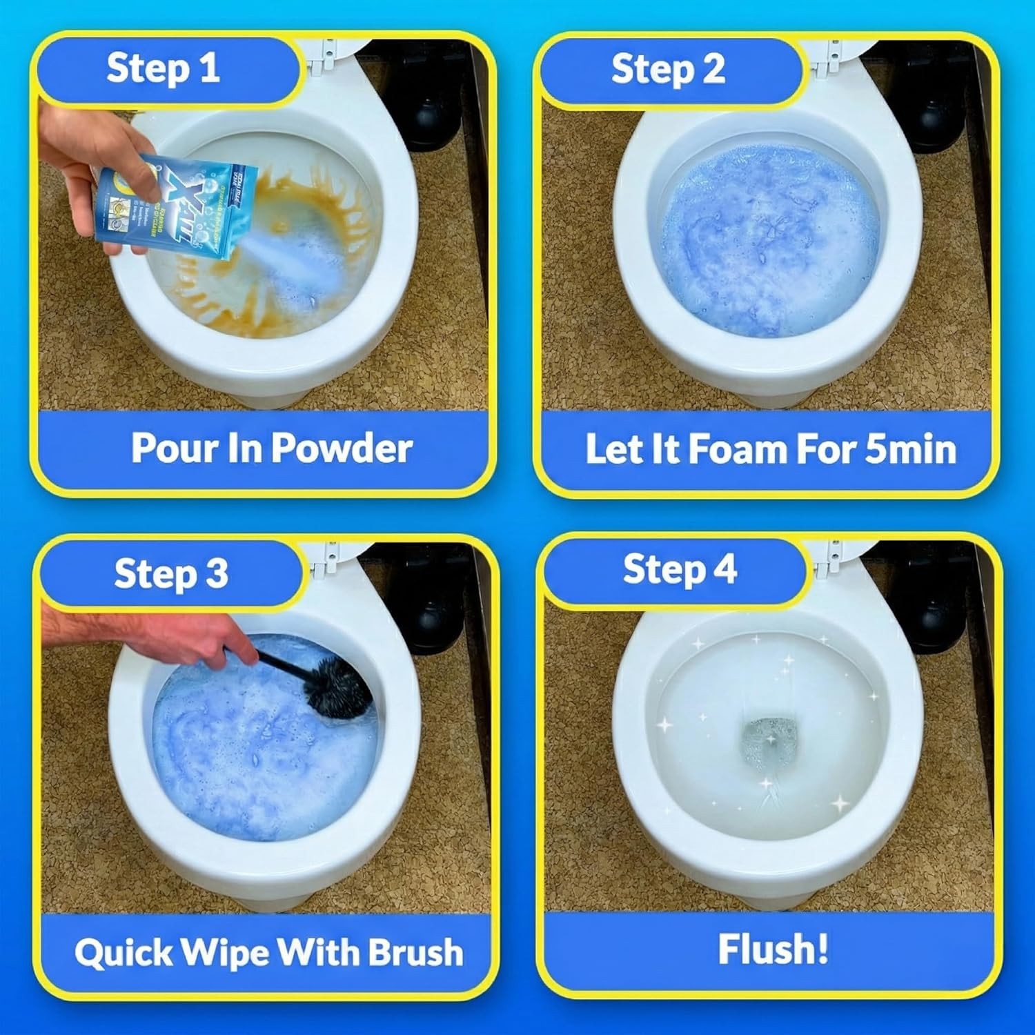 Foaming Toilet Cleaner, Self-Activating Powder for Deep Cleaning, Fights Stai…