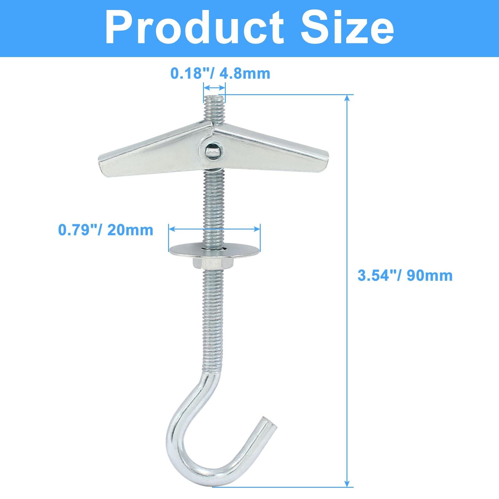 4 Packs Plasterboard Ceiling Hooks Heavy Duty, Spring Toggle Wing Bolts Hange…