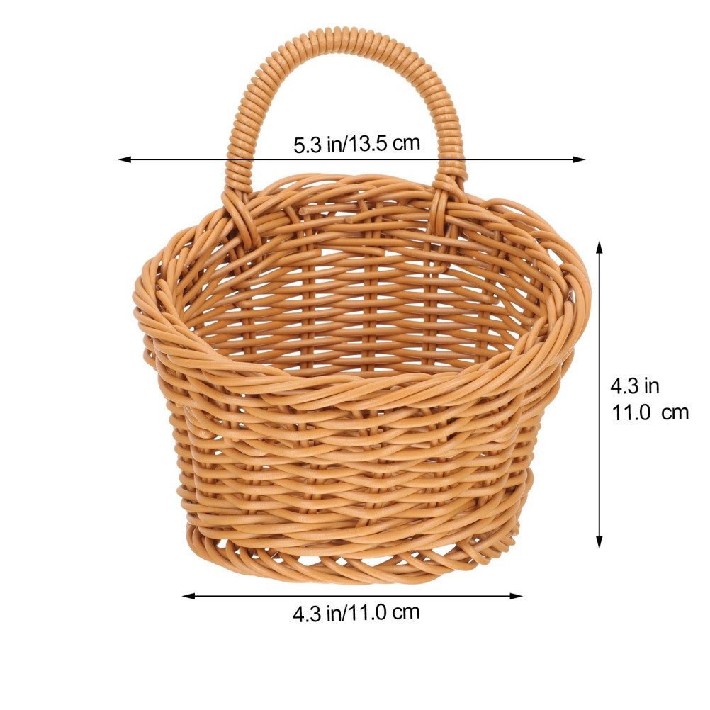 Woven Wall Storage Basket in Khaki for Kitchen Fruits Vegetables and Seasoning