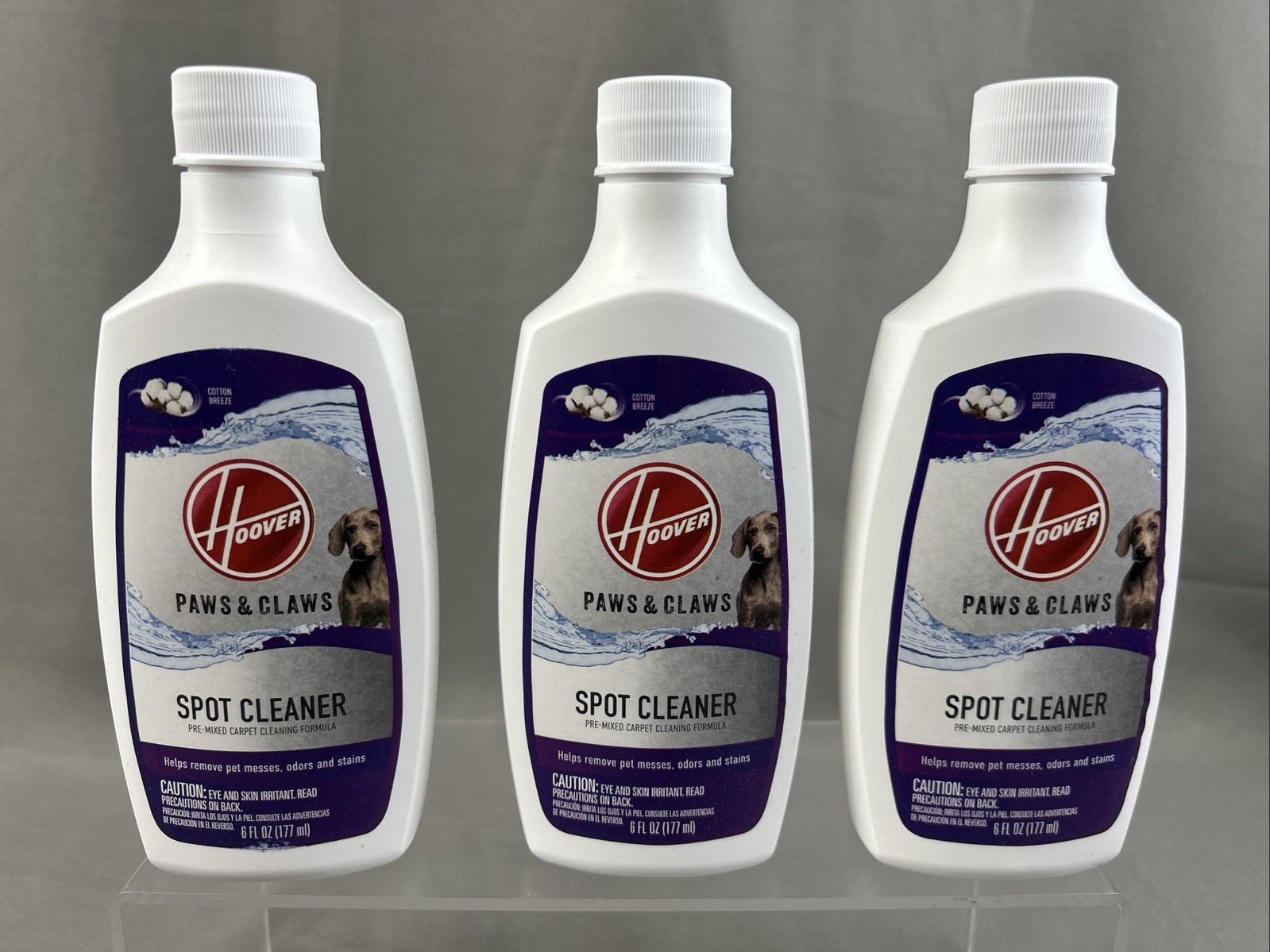 Lot Of 3 HOOVER PAWS & CLAWS Spot Cleaner Carpet Cleaning Formula 6oz 18oz NEW