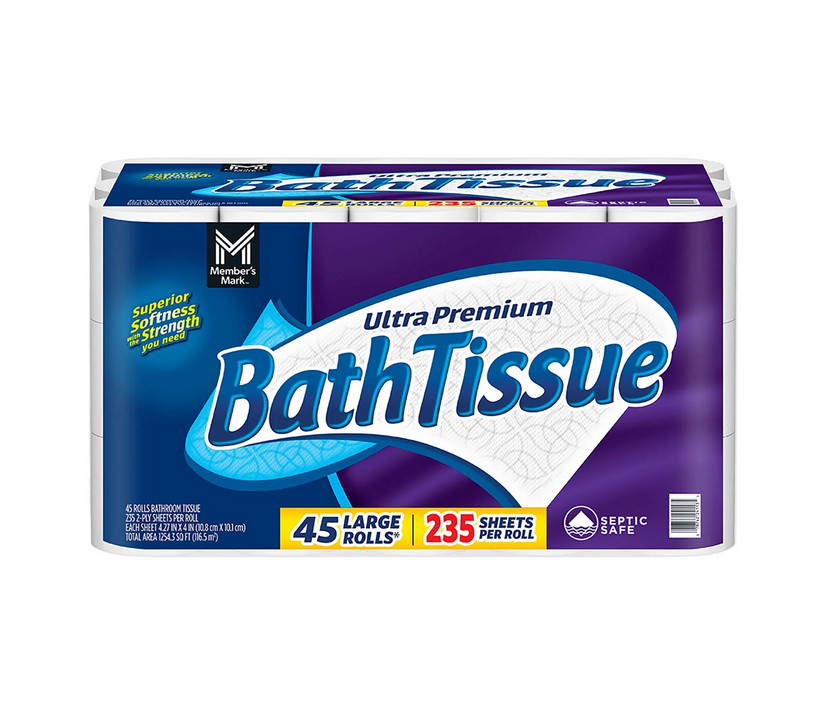 Member’s Mark 2-Ply Toilet Paper 45 Rolls Ultra Premium 235 Sheets