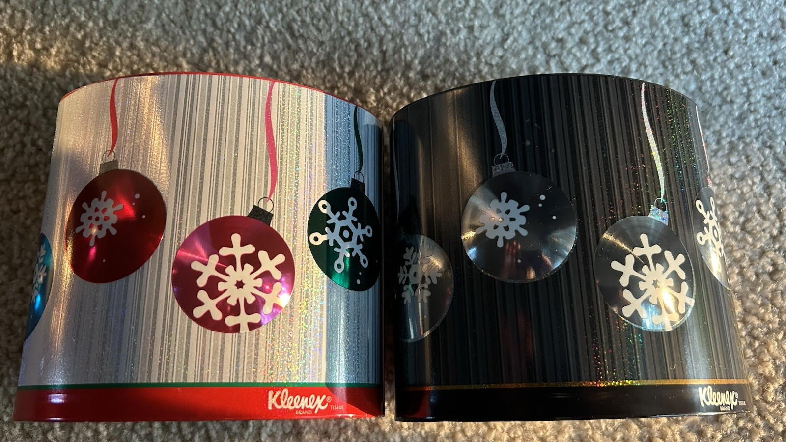 Two Kleenex Box Oval Sealed Holiday Magic Christmas Ornament Theme 70 count box