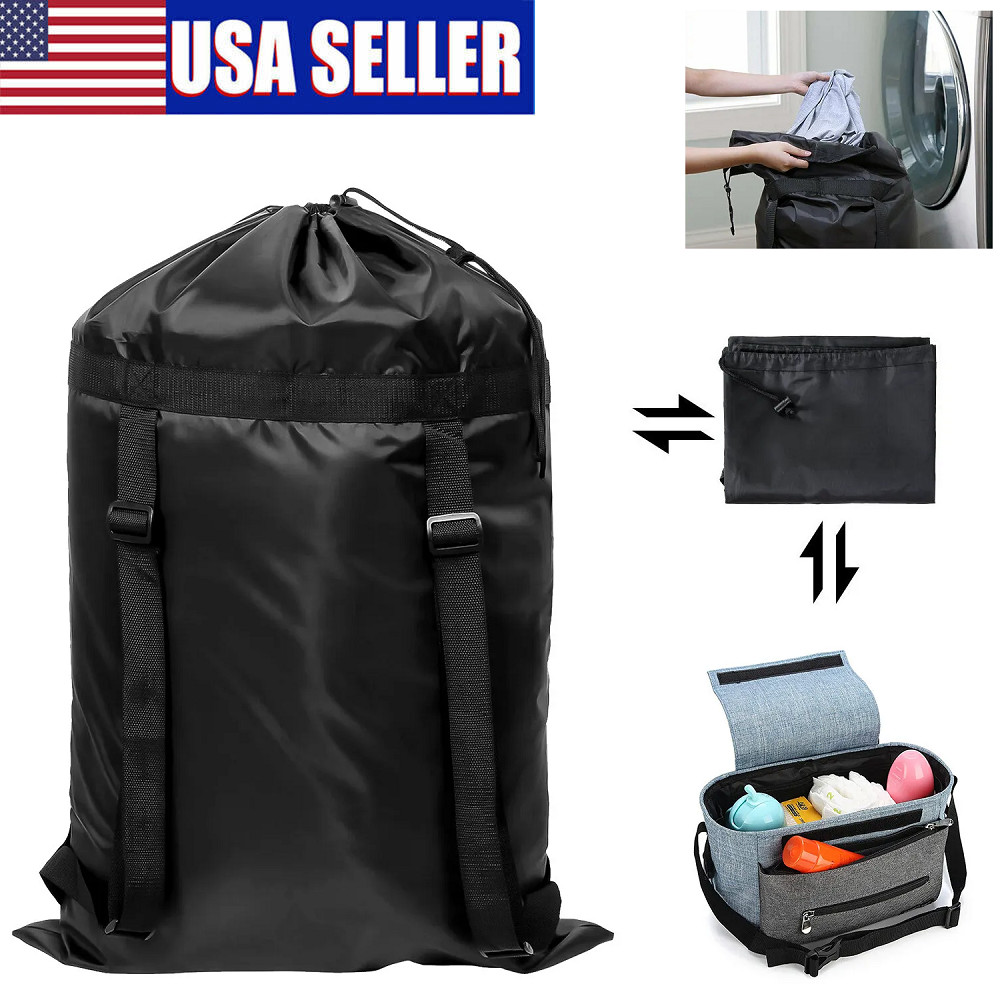 Large Drawstring Black 36*24inch Backpack Heavy Duty Washing Clothes Laundry Bag