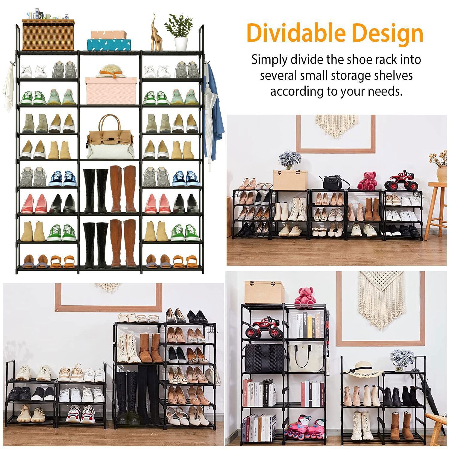 9 Tiers Large Capacity Metal Shoe Rack 50-Pair Shoe Organizer Shoe Storage Tall