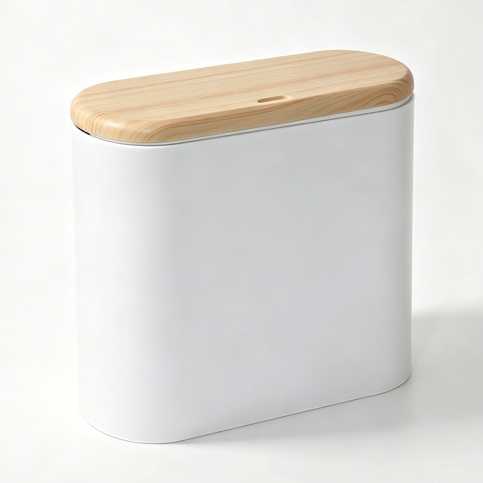 TODAYGO Small Bathroom Trash Can 2.6 Gallon Faux Wood Grain Top