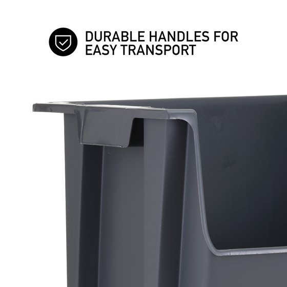 Mighty Tuff Large Nesting Stack Storage Bin, All, Plastic, Gray